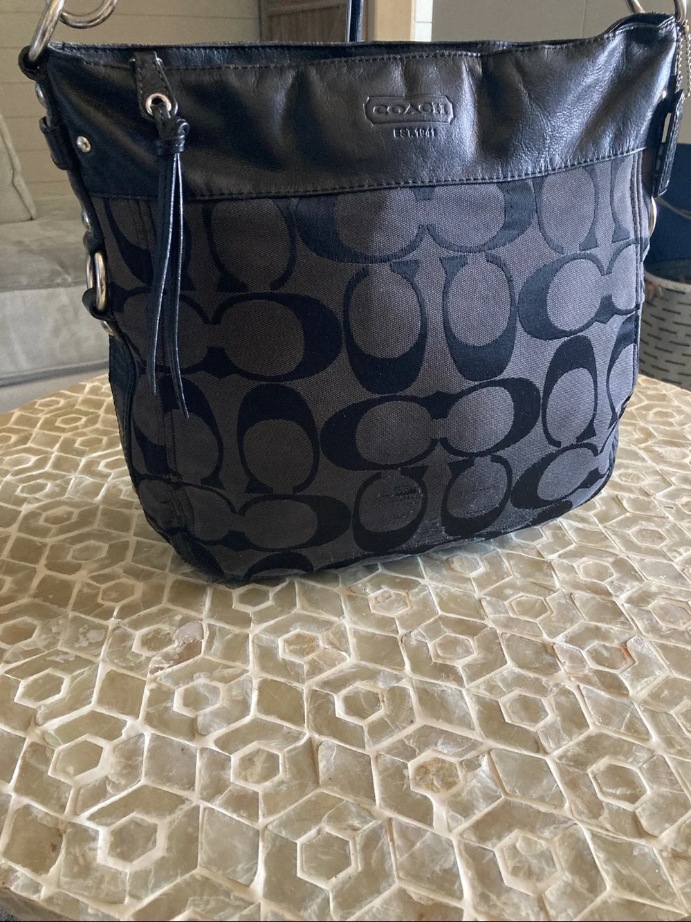 Coach Signature Zoe Vintage Hobo Signature Shoulder Bag